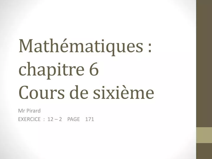 math matiques chapitre 6 cours de sixi me