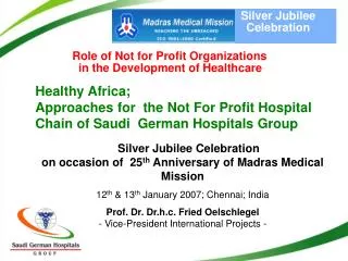 Role of Not for Profit Organizations in the Development of Healthcare