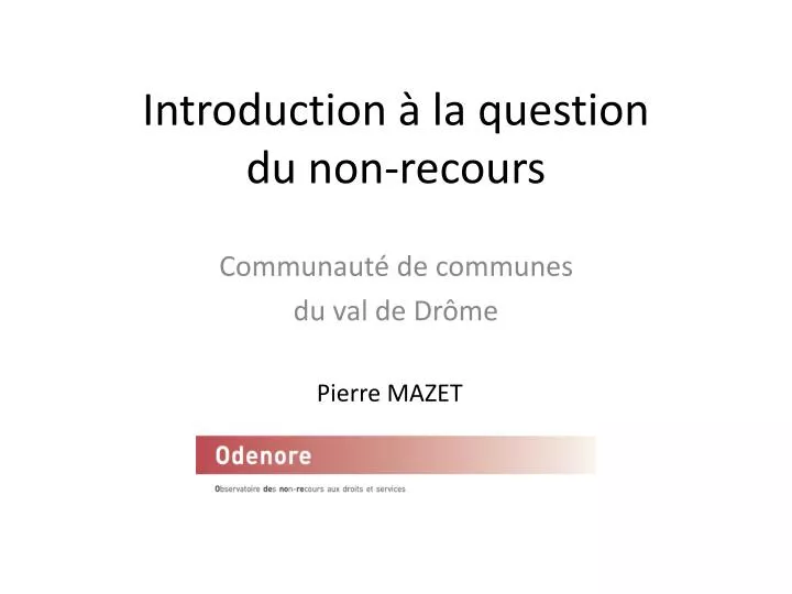 introduction la question du non recours