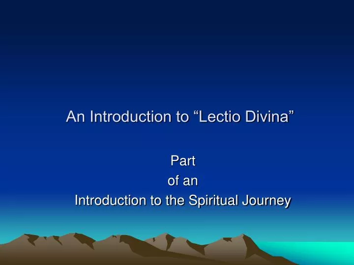 an introduction to lectio divina
