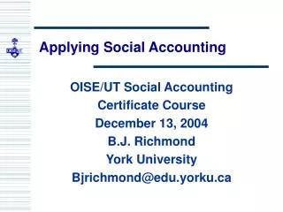 Applying Social Accounting