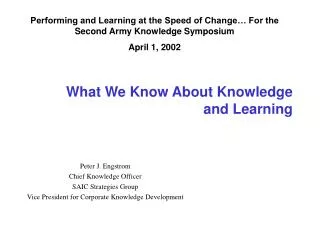 What We Know About Knowledge and Learning