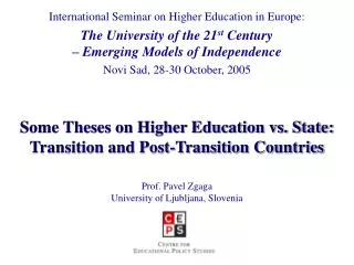 International Seminar on Higher Education in Europe:
