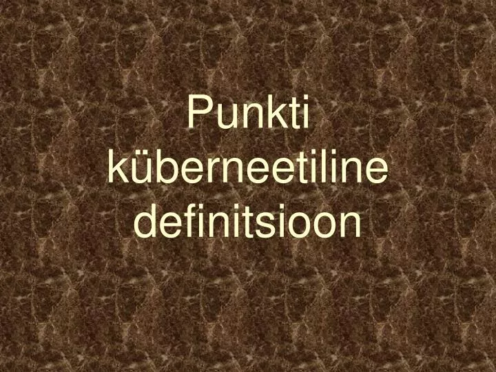 punkti k berneetiline definitsioon