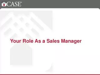 Your Role As a Sales Manager