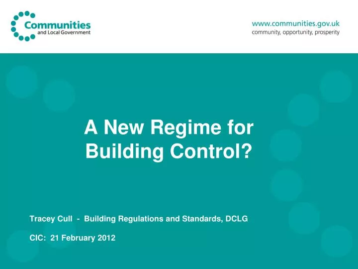 a new regime for building control