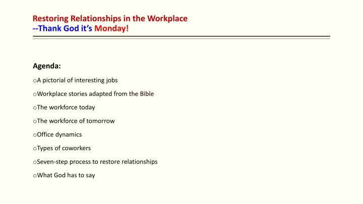 restoring relationships in the workplace thank god it s monday