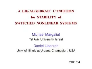 A LIE-ALGEBRAIC CONDITION for STABILITY of SWITCHED NONLINEAR SYSTEMS