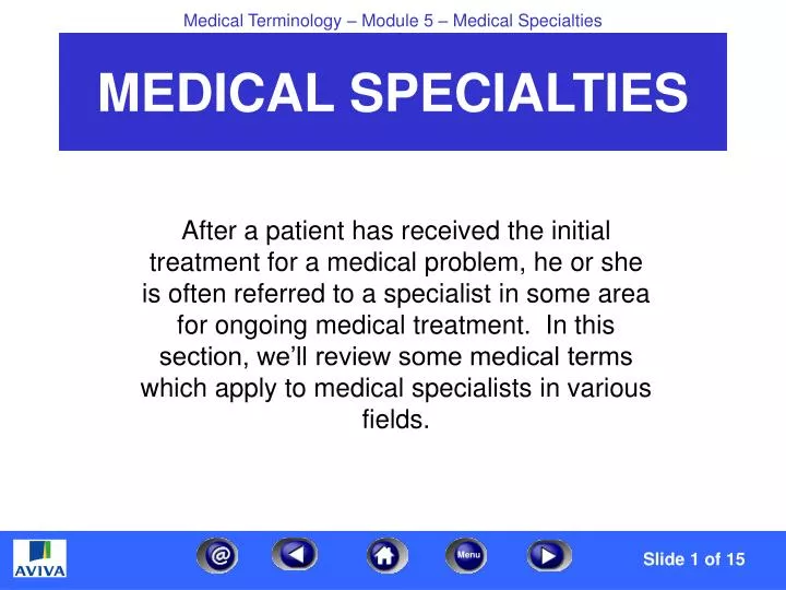 medical specialties