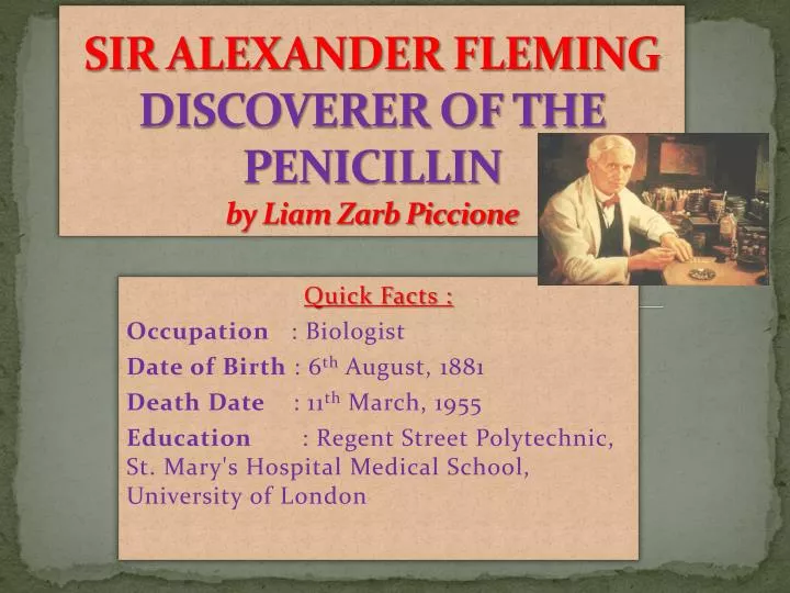 sir alexander fleming discoverer of the penicillin by liam zarb piccione