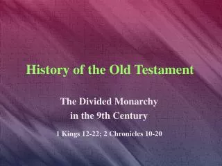 History of the Old Testament