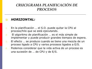 crucigrama planificaci n de procesos