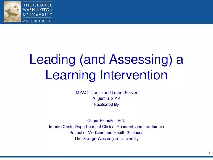 leading and assessing a learning intervention