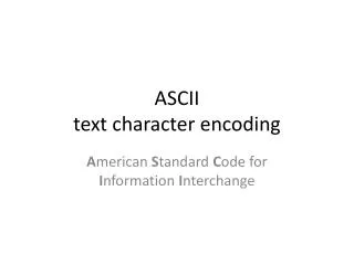 ASCII text character encoding