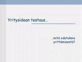 yritysidean testaus