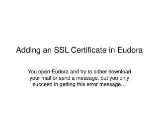 Adding an SSL Certificate in Eudora