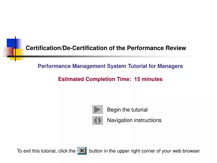 certification de certification of the performance review
