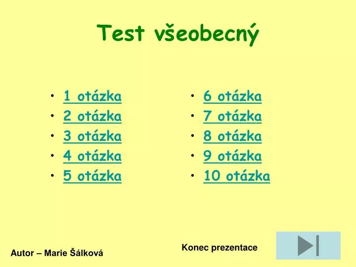 test v eobecn