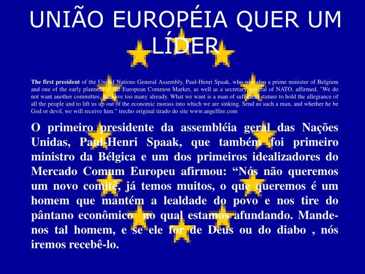 uni o europ ia quer um l der