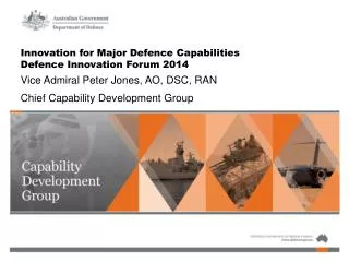 Innovation for Major Defence Capabilities Defence Innovation Forum 2014