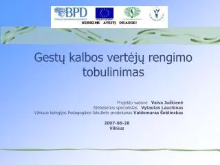 gest kalbos vert j rengimo tobulinimas
