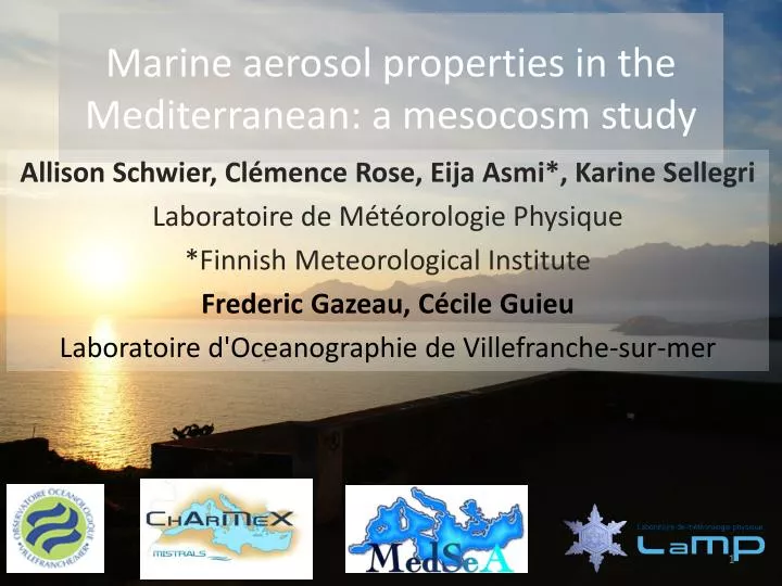 marine aerosol properties in the mediterranean a mesocosm study