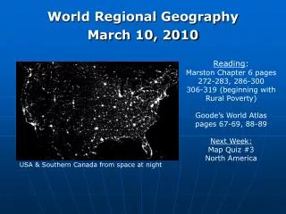 World Regional Geography March 10, 2010