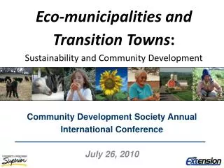 Eco-municipalities and Transition Towns : Sustainability and Community Development