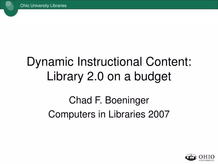 dynamic instructional content library 2 0 on a budget
