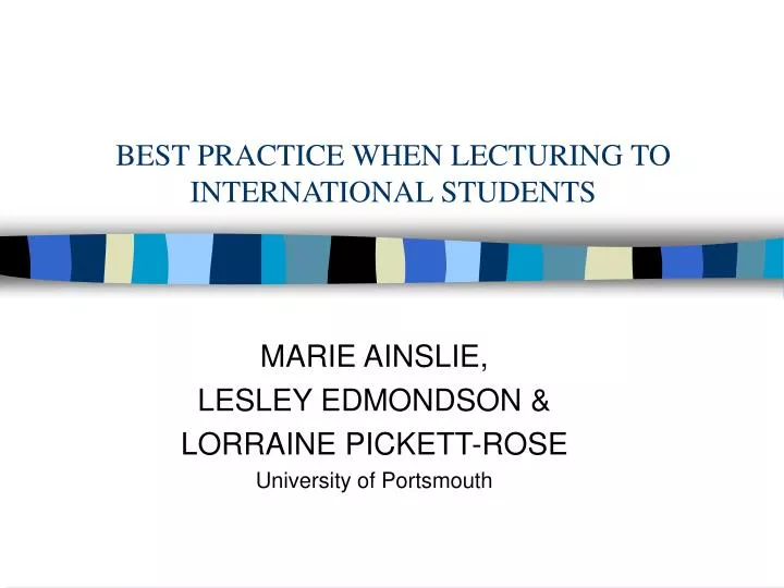 best practice when lecturing to international students