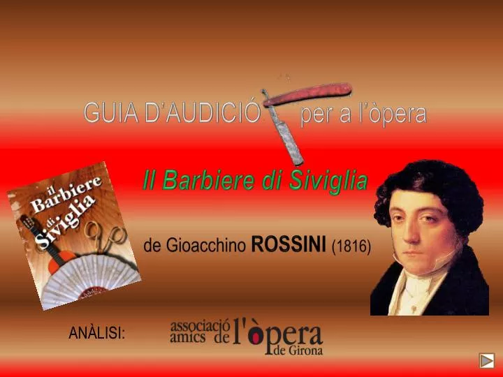 guia d audici per a l pera il barbiere di siviglia de gioacchino rossini 1816