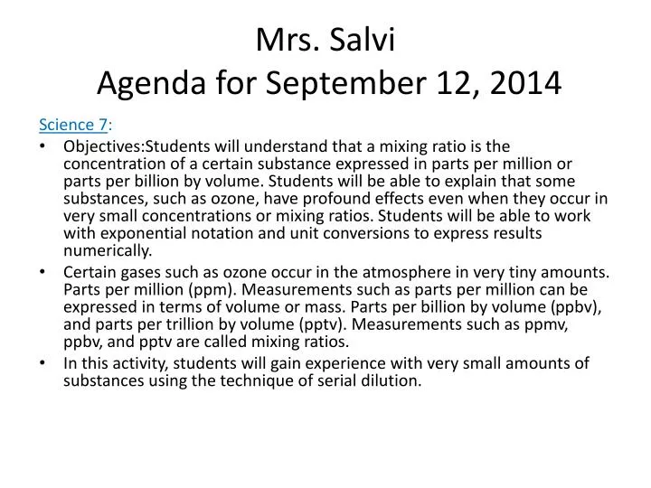 mrs salvi agenda for september 12 2014