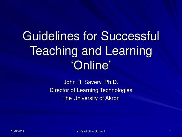 guidelines for successful teaching and learning online