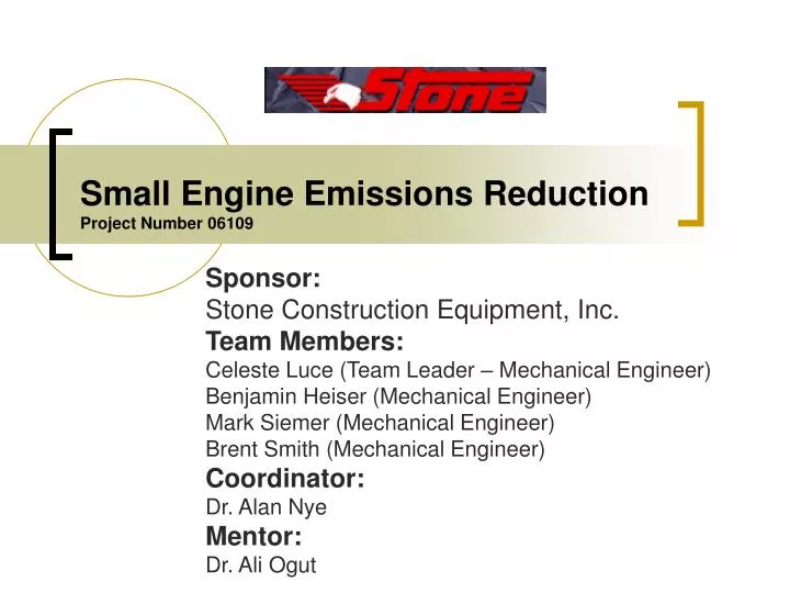 small engine emissions reduction project number 06109