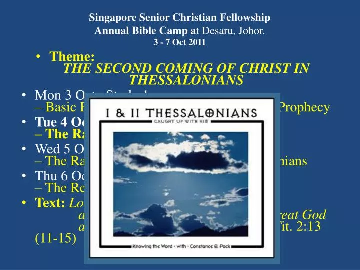 singapore senior christian fellowship annual bible camp a t desaru johor 3 7 oct 2011