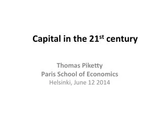 capital in the 21 st century