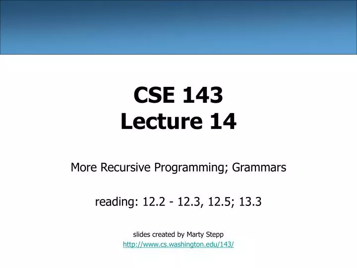 cse 143 lecture 14