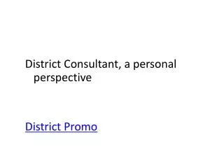 District Consultant, a personal perspective District Promo