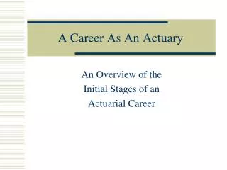 A Career As An Actuary