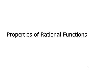 Properties of Rational Functions