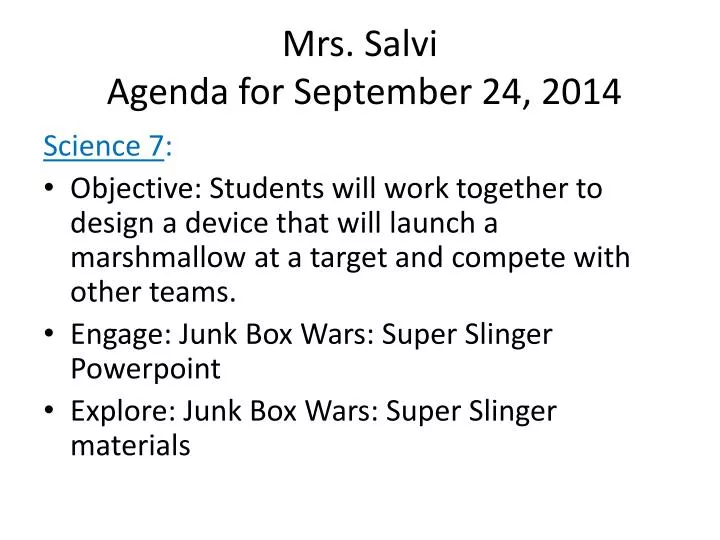 mrs salvi agenda for september 24 2014