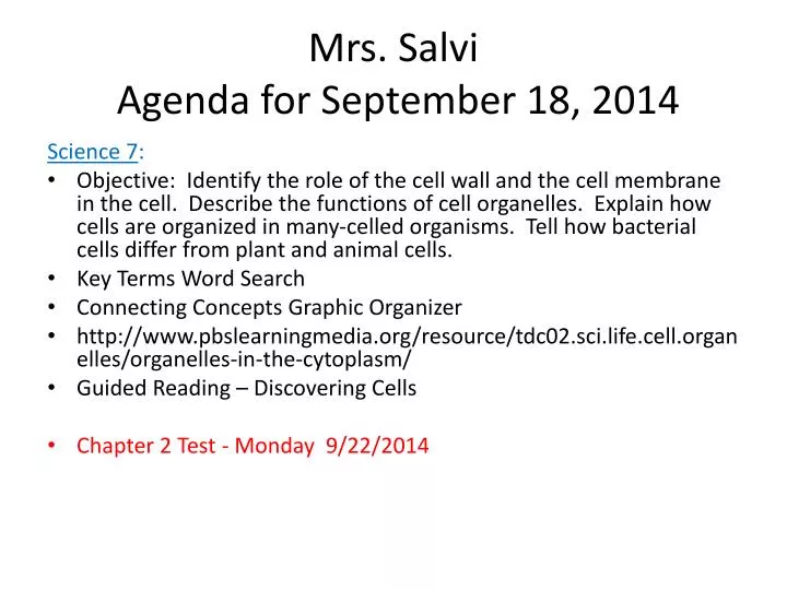 mrs salvi agenda for september 18 2014