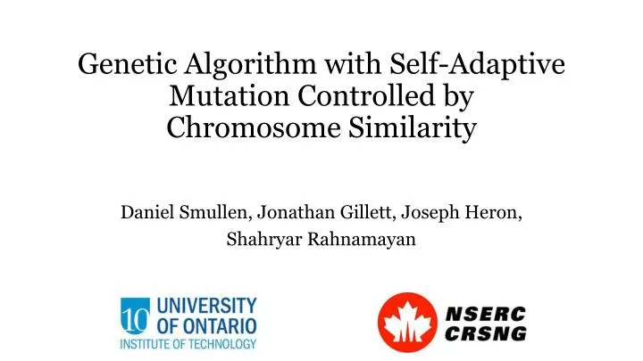 genetic algorithm with self adaptive mutation controlled by chromosome similarity