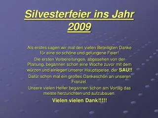 silvesterfeier ins jahr 2009