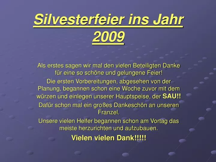 silvesterfeier ins jahr 2009