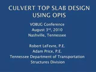 Culvert Top Slab Design Using Opis
