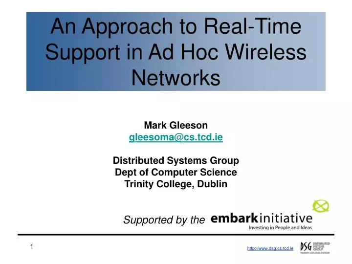 an approach to real time support in ad hoc wireless networks