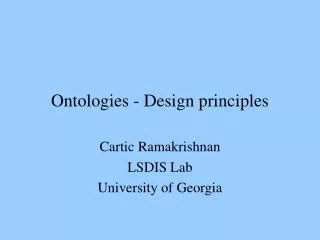 Ontologies - Design principles