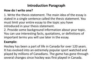 Introduction Paragraph How do I write one?