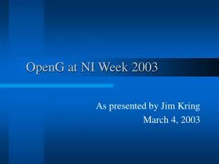 OpenG at NI Week 2003
